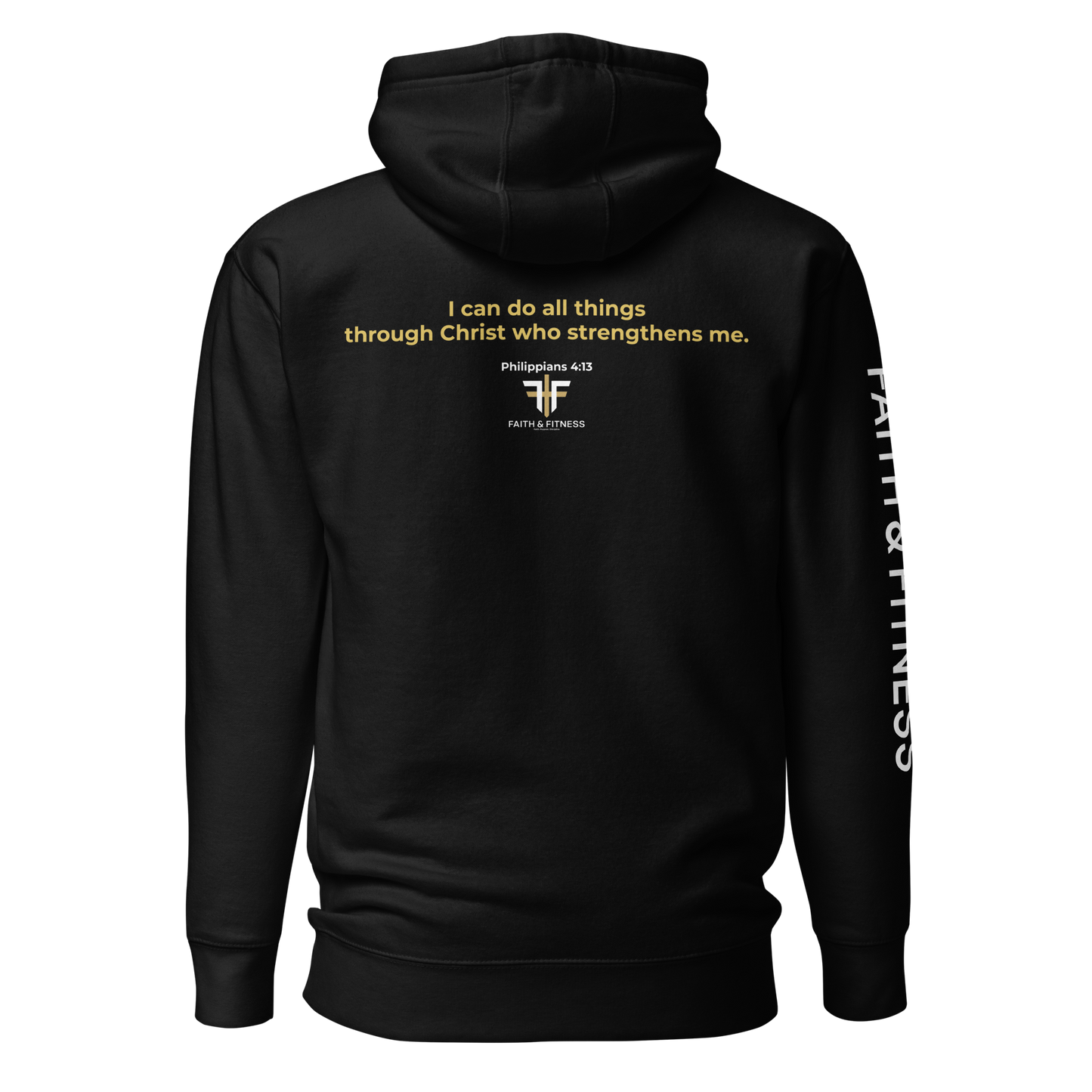 Faith & Fitness Premium Heavyweight Hoodie – Philippians 4:13 - Black