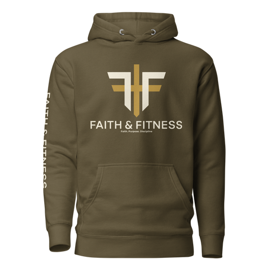 Faith & Fitness Premium Heavyweight Hoodie – Philippians 4:13 - military-green