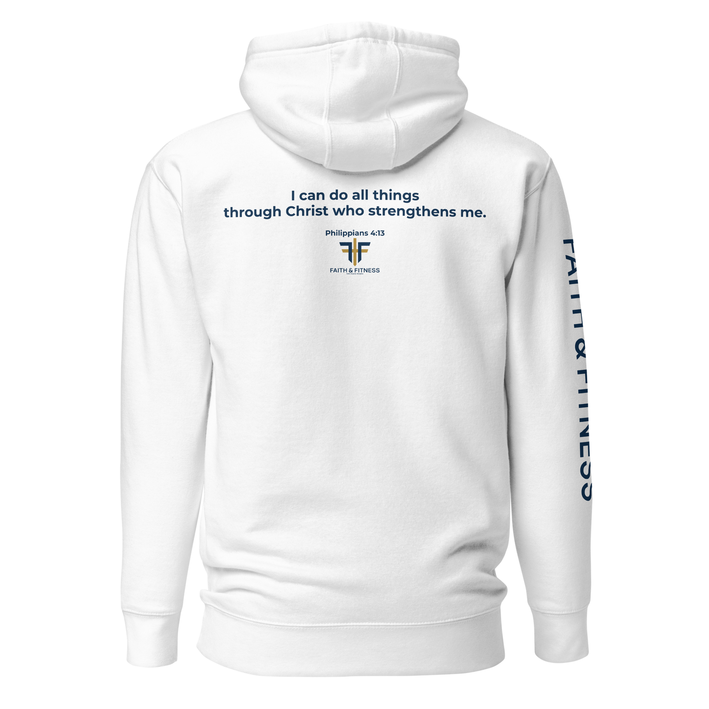 Faith & Fitness Premium Heavyweight Hoodie – Philippians 4:13 (White)