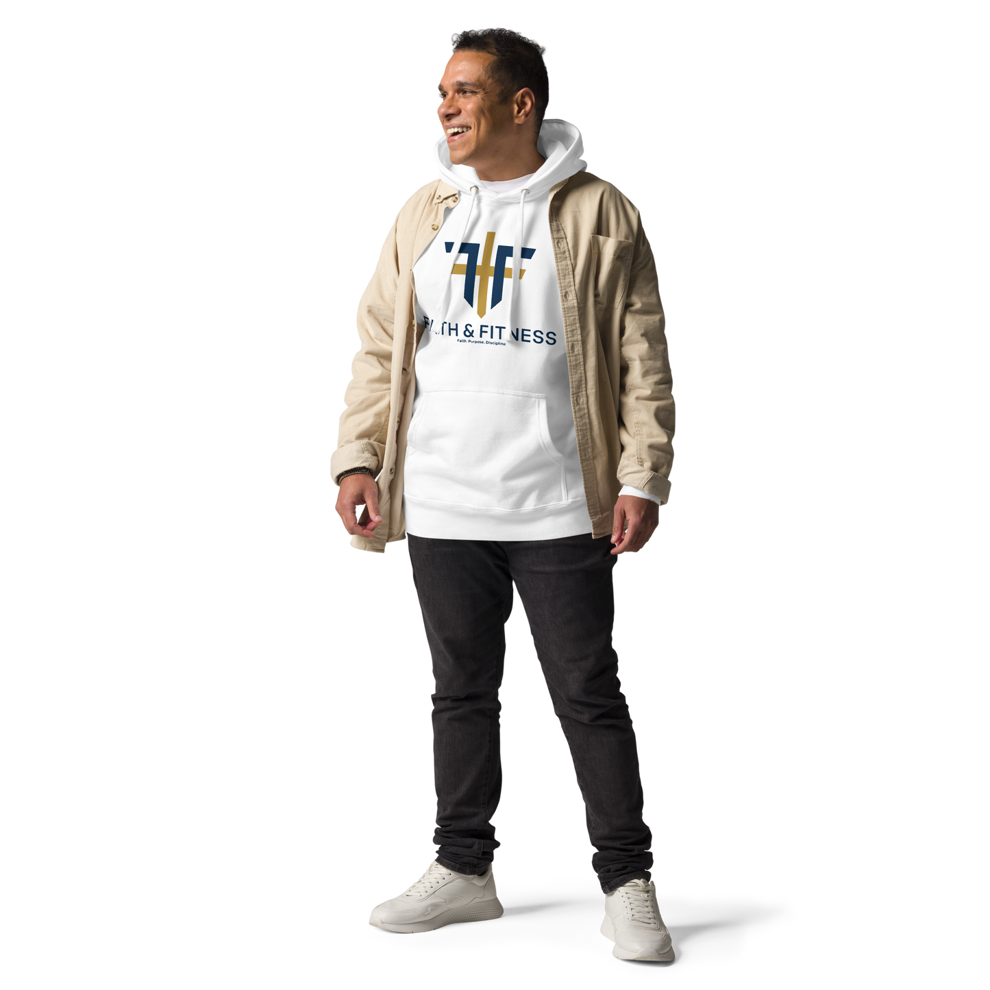 Faith & Fitness Premium Heavyweight Hoodie – Philippians 4:13 (White)